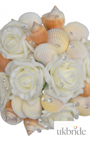 Bridesmaids Ivory Rose, Beach Shell & Crystal Wedding Bouquet  59.75 sarahsflowers.co.uk.jpg