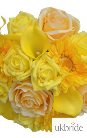 Yellow Bridesmaids Wedding Posy in Roses, Lilies & Gerberas  45.95 sarahsflowers.co.uk.jpg