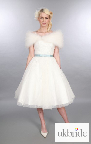 Olivia Timeless Chic Tea Length Tulle Lace Wedding Dress Vintage 1950s Style Spaghetti Strap Sweetheart Neckline.JPG