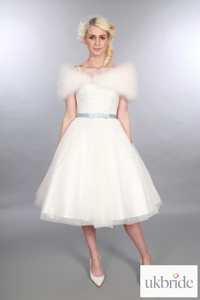 Olivia Timeless Chic Tea Length Tulle Lace Wedding Dress Vintage 1950s Style Spaghetti Strap Sweetheart Neckline.JPG