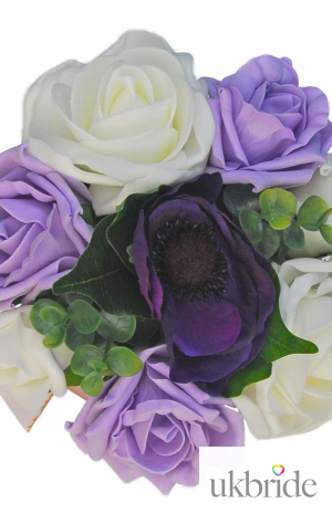 Young Bridesmaids Purple Anemone, Lilac & Ivory Rose Wedding Posy  19.85 sarahsflowers.co.uk.jpg