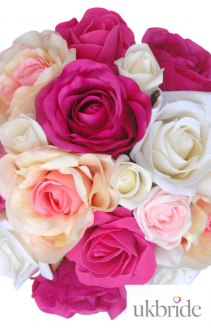 Large Bridesmaids Pink & Ivory Rose Wedding Posy Bouquet  52.75 sarahsflowers.co.uk.jpg