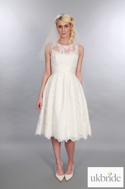 EsmeTimeless Chic Tea Length Wedding Dress Lace Vintage Sleeveless 1950s Style  (2).JPG