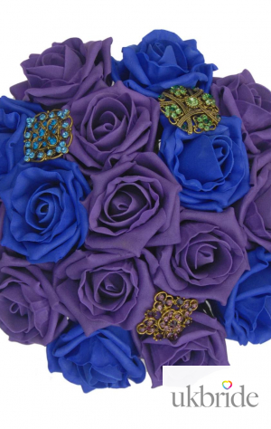 Royal Blue & Purple Rose Bridesmaids Posy with Brooches  47.95 sarahsflowers.co.uk.jpg