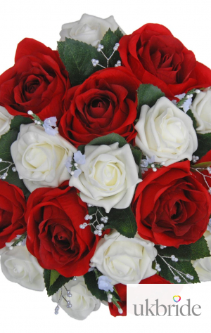 Red & Ivory Artificial Rose Bridal Bouquet with Heather and Beads  64.95 sarahsflowers.co.uk.jpg