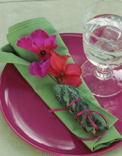 Cyclamen flowers make a stunning table setting for your wedding reception