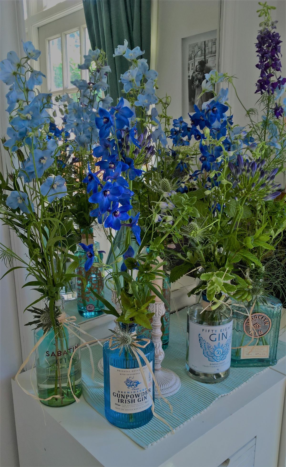 Blue larkspur and herbs