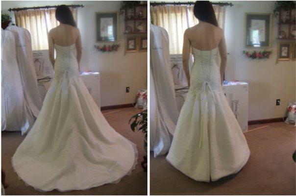 Pinning up wedding dress train hot sale