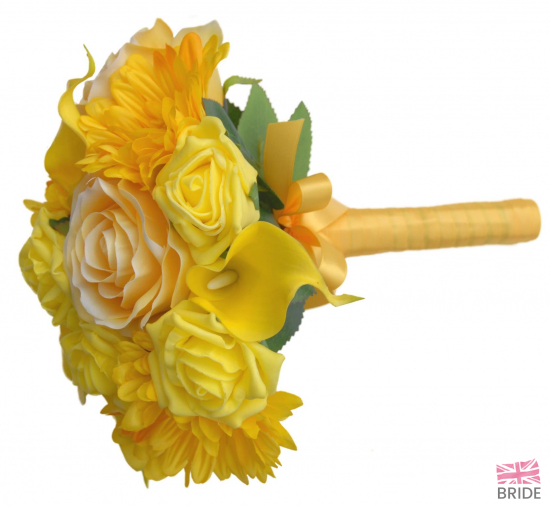 Yellow Bridesmaids Wedding Posy in Roses, Lilies & Gerberas 2  45.95 sarahsflowers.co.uk.jpg