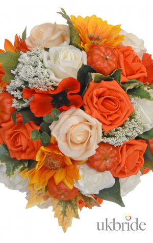 Brides Orange Rose, Sunflower & Pumpkin Wedding Bouquet  82.50 sarahsflowers.co.uk.jpg