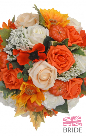 Brides Orange Rose, Sunflower & Pumpkin Wedding Bouquet  82.50 sarahsflowers.co.uk.jpg