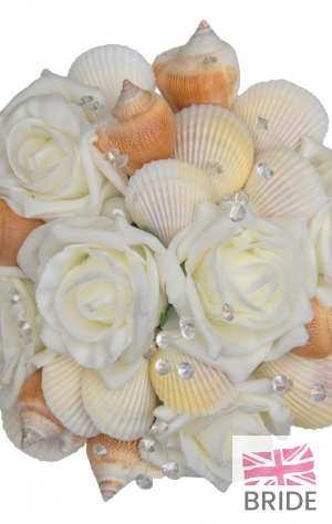 Bridesmaids Ivory Rose, Beach Shell & Crystal Wedding Bouquet  59.75 sarahsflowers.co.uk.jpg