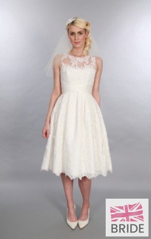 Esme Timeless Chic Tea Length Wedding Dress Lace Vintage Sleeveless 1950s Style.JPG