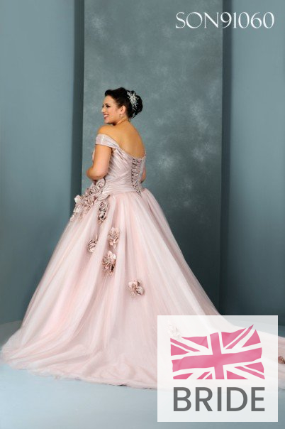 Veromia Pink  Full Off Both Shoulders Ball Gown 25993