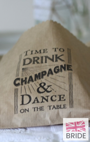 BROWNPAPERBAGSTIMETODRINKCHAMPAGNE3.50for40TheWeddingofmyDreams.JPG