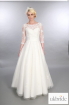 Polly Timeless Chic Full Length Vintage Inspired Wedding Dress Tulle Lace Sleeves Sweatheart Neckline Front Full.JPG