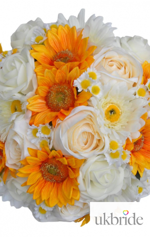 Bridesmaids Yellow Sunflower, Ivory Rose & Daisy Wedding Posy  63.95 sarahsflowers.co.uk.jpg