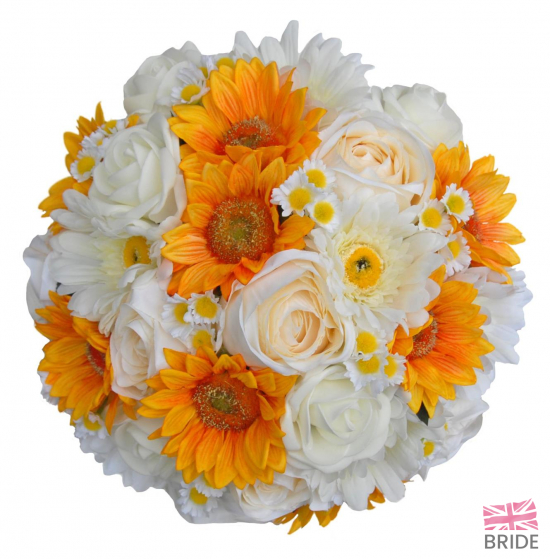 Bridesmaids Yellow Sunflower, Ivory Rose & Daisy Wedding Posy  63.95 sarahsflowers.co.uk.jpg