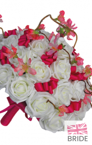 Delightful Ivory Rose Bridal Bouquet with Silk Pink Cherry Blossom 2  77.50 sarahsflowers.co.uk.jpg