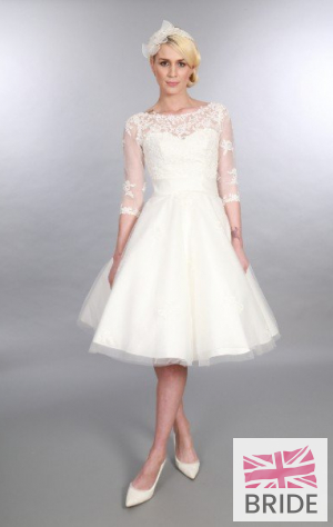 Polly Timeless Chic Tea Length Wedding Dress Vintage Inspired Sleeves1.JPG