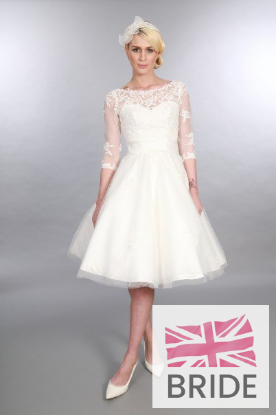 Polly Timeless Chic Tea Length Wedding Dress Vintage Inspired Sleeves1.JPG