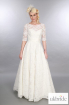 Mae Mid Waist Timeless Chic Lace Vintage Inspired Wedding Gown Full Length With Sleeve Sweetheart Neckline Front.JPG