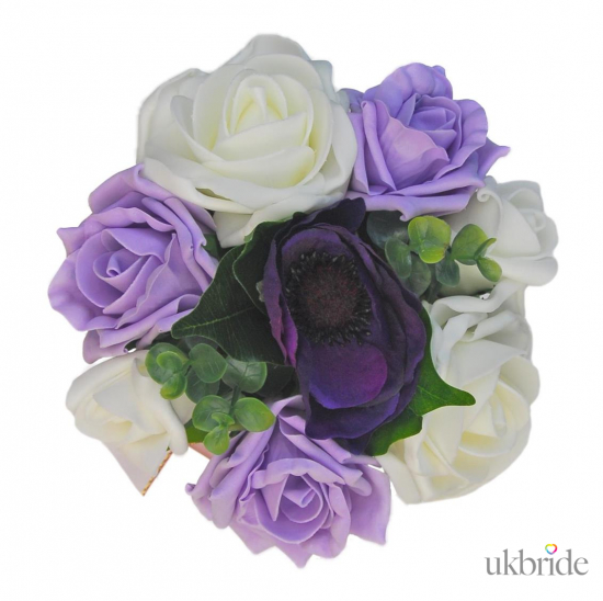 Young Bridesmaids Purple Anemone, Lilac & Ivory Rose Wedding Posy  19.85 sarahsflowers.co.uk.jpg