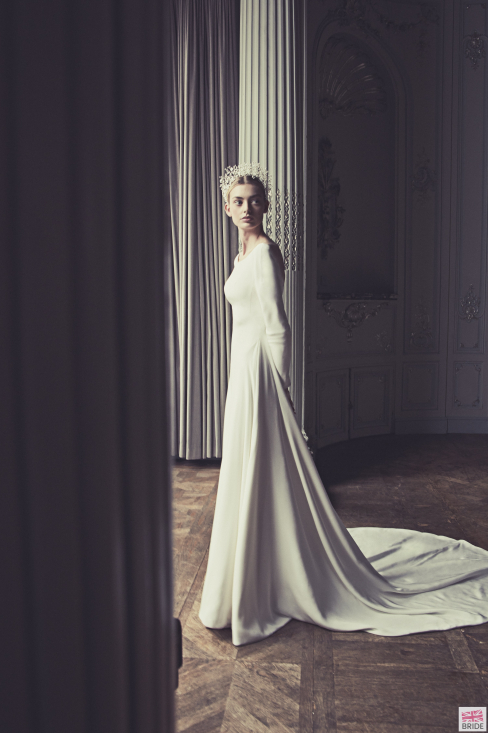 Phillipa-Lepley-Couture-Wedding-Dress-London-UK-Designer-Bespoke-Couture-Yoanna-Crepe-Plain-Simple-Boat-Neckline-No-Corset-Slim-V-Neck-Back-Full-Length-Long-Sleeves-Crepe-Wedding-Gown-Colour-Side-View.jpg