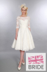 Mae MidWaist Timeless Chic Tea Length Lace Wedding Dress Sleeve Vintage 1950s 60s Style1.JPG