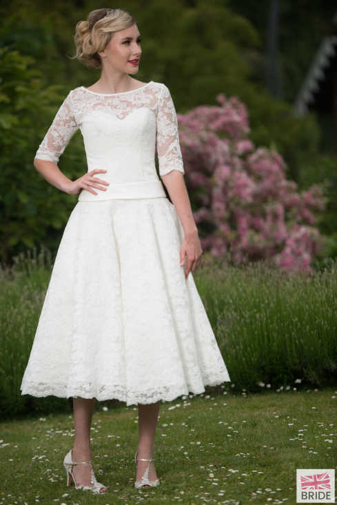 Timeless Chic Mae Drop Waist Calf Length Lace Vintage Wedding Dress With Sleeves (10).png