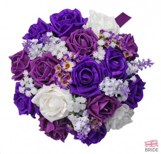 Bridesmaids Purple Wedding Bouquet in Mixed Flowers with Pearls  57.50 sarahsflowers.co.uk.jpg