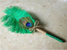 Peacock Hessian Feather Pen