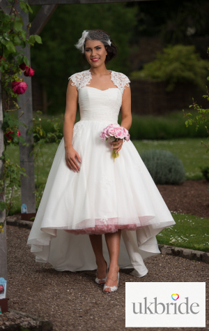 Timeless Chic Olivia High Low Wedding Dress with Cap Sleeve In Polka Dot and Lace Tulle (22)-3.png