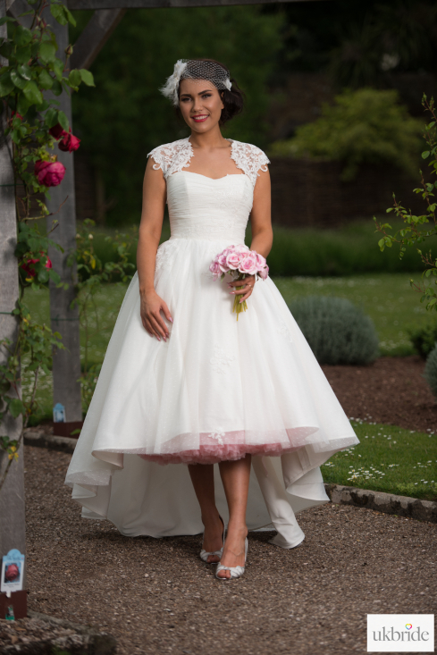 Timeless Chic Olivia High Low Wedding Dress with Cap Sleeve In Polka Dot and Lace Tulle (22)-3.png