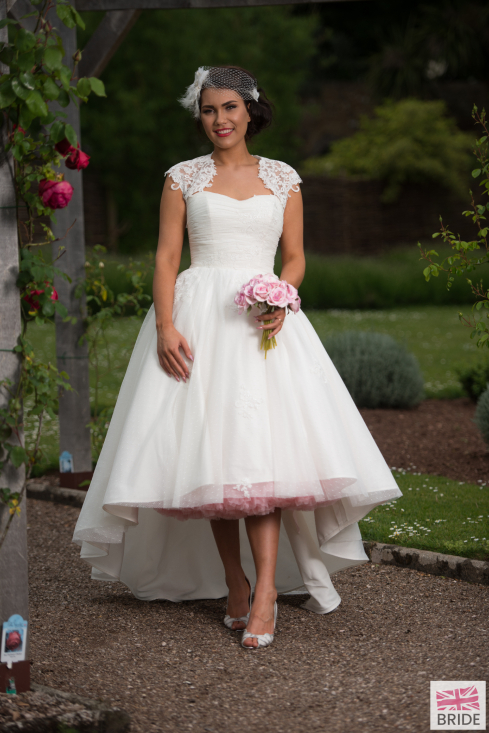 Timeless Chic Olivia High Low Wedding Dress with Cap Sleeve In Polka Dot and Lace Tulle (22)-3.png