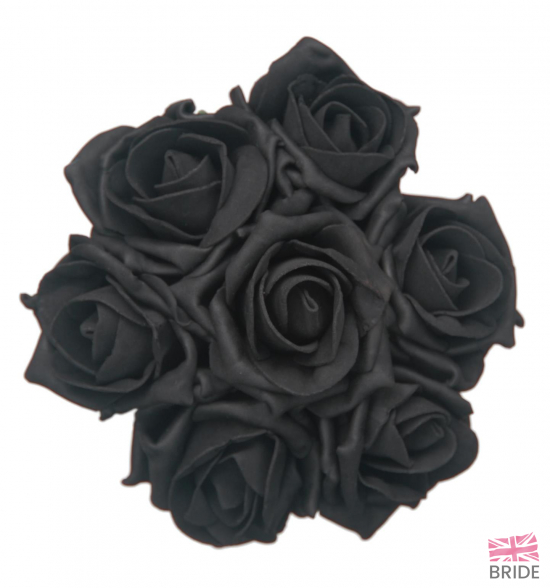 Young Bridesmaids Black Foam Rose Wedding Posy 17.85 sarahsflowers.co.uk.jpg