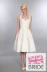 Eliza Timeless Chic Tea Length Vintage 1950s Style Wedding Dress Satin Halter Neck With Lace .JPG