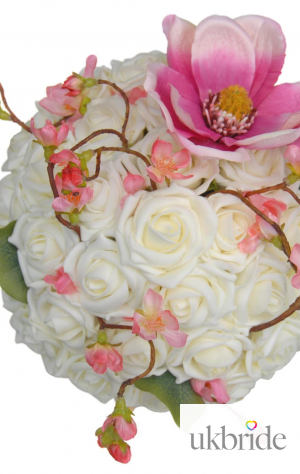 Ivory Rose & Magnolia Bridal Bouquet With Cherry Blossom & Charms  79.95 sarahsflowers.co.uk.jpg