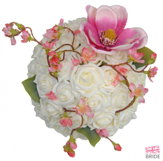 Ivory Rose & Magnolia Bridal Bouquet With Cherry Blossom & Charms  79.95 sarahsflowers.co.uk.jpg