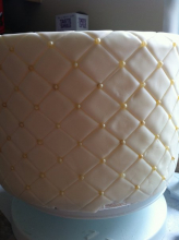 clos up lustred pearl detail on quilting 