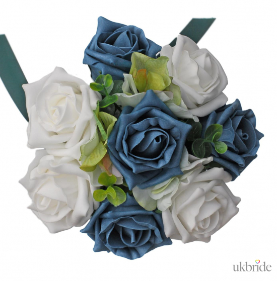 Flower Girls Teal and White Rose Wedding Bouquet with Hydrangea  19.95 sarahsflowers.co.uk.jpg