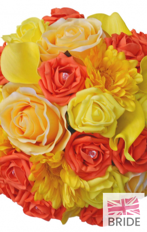 Wedding Flower Bouquet with Sunshine Yellow and Orange Roses  76.95 sarahsflowers.co.uk.jpg