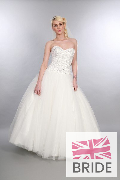 Lucy Timeless Chic Prom Style Princess Wedding Dress Sweatheart Neckline Embellished Bodice Dropped Waist Full Skirt Front Full.JPG