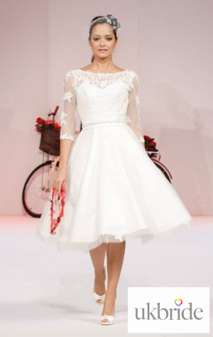 Polly Timeless Chic Tea Length Wedding Dress Vintage Inspired Sleeves.jpg