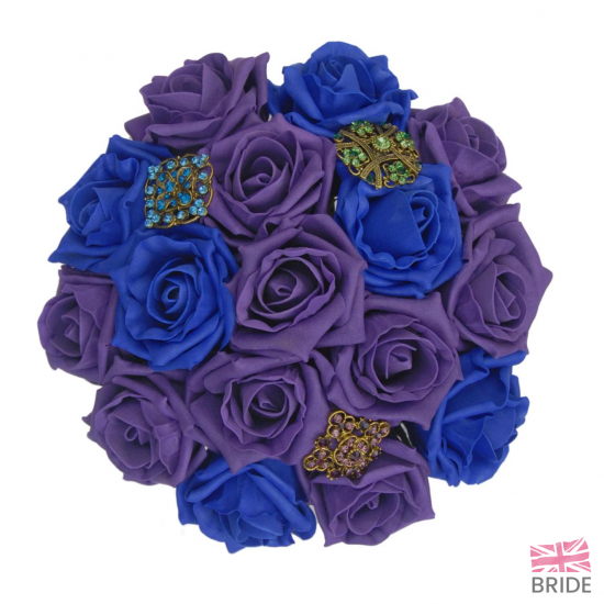 Royal Blue & Purple Rose Bridesmaids Posy with Brooches  47.95 sarahsflowers.co.uk.jpg