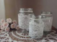 Lace & Pearl Jam Jars for candles/tea lights