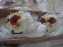 The bridesmaids bouquets when they were delivered