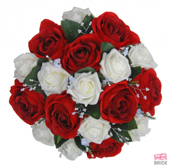 Red & Ivory Artificial Rose Bridal Bouquet with Heather and Beads  64.95 sarahsflowers.co.uk.jpg