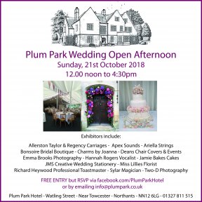 Plum Park Wedding Open Afternoon - Sunday, 21st October 2018