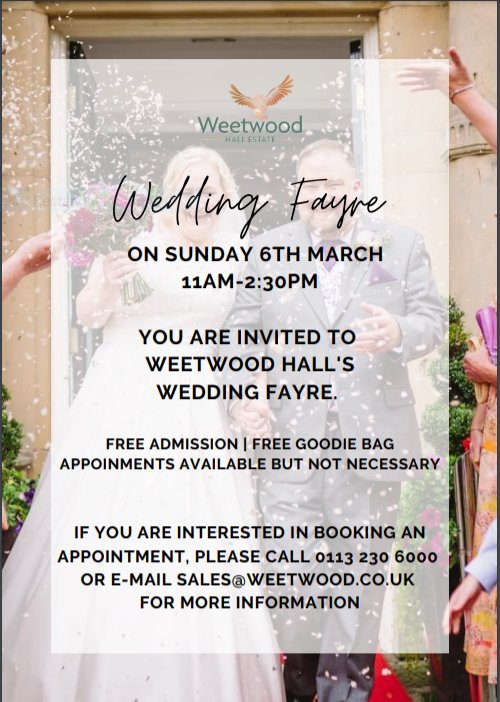 Thumbnail image for Weetwood Hall Wedding Fayre with Wedding Fayres Yorkshire